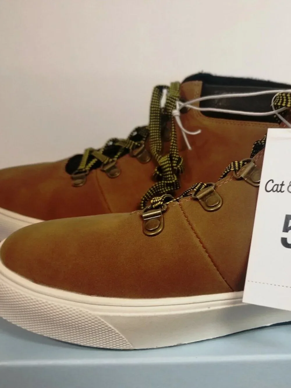 Cat & Jack Boys' Noah Casual Boots, Color is Tan, Size 5 - New in Box
